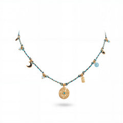 WNS-1076   Wrangler Western 14K Rope Chain Necklace Charm Sunburst Pendant (Copy)
