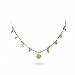 WNS-1077   Wrangler Western 14K Rope Chain Necklace Charm Sunburst Pendant