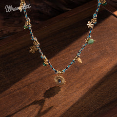 WNS-1077   Wrangler Western 14K Rope Chain Necklace Charm Sunburst Pendant