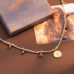 WNS-1078   Wrangler Western 14K Rope Chain Necklace Charm Floral Disc Pendant