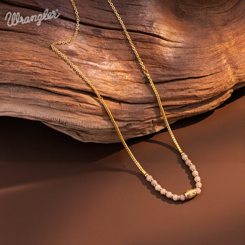 WNS-1079  Wrangler Western 14K Chain Boho Necklace Retro Pendant