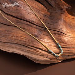 WNS-1079  Wrangler Western 14K Chain Boho Necklace Retro Pendant