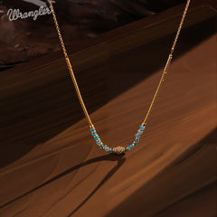 WNS-1079  Wrangler Western 14K Chain Boho Necklace Retro Pendant