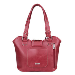 WRLH-8005 Montana West Tooling Concealed Carry Collection Handbag- Red