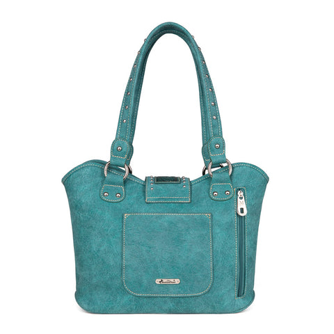 WRLH-8005 Montana West Tooling Concealed Carry Collection Handbag- Turquoise