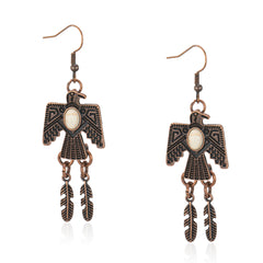 RCE-1115  Rustic Couture's  Thunderbird Earrings Feathers Dangles