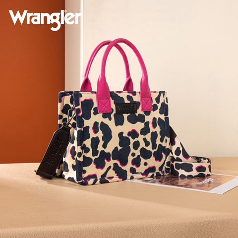 WG264-8120HPK  Wrangler Cow Print Concealed Carry Tote/Crossbody -Hot Pink
