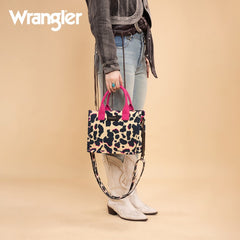 WG264-8120HPK  Wrangler Cow Print Concealed Carry Tote/Crossbody -Hot Pink