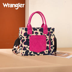 WG264-8120HPK  Wrangler Cow Print Concealed Carry Tote/Crossbody -Hot Pink