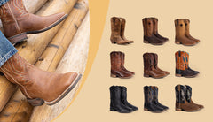 PLT203602 (200002)  Western Women's Embroidered Wide Toe Cowgirl Genuine Leather Boots
