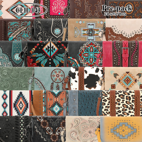 CLH-043  American Bling Clutch Pre-Pack Assorted Color (24PCS)