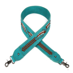 PST-1007  Montana West Western Guitar Style Embroidered Feathers Crossbody Strap