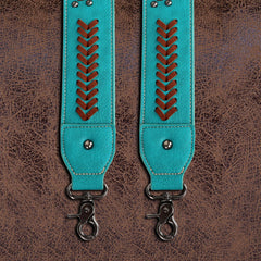 PST-1007  Montana West Western Guitar Style Embroidered Feathers Crossbody Strap