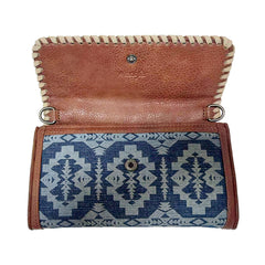 WG2212-C012  Wrangler Southwestern Print  Wallet/Wristlet/Crossbody Bag - Jean