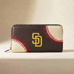 MLB-SD112   MLB San Diego Padres Zip Wallet Baseball Stitch Detail
