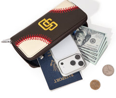 MLB-SD112   MLB San Diego Padres Zip Wallet Baseball Stitch Detail
