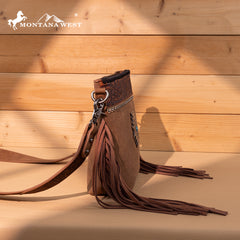 MW1350-8360 Montana West Tooled Aztec Concho Collection Crossbody -Brown