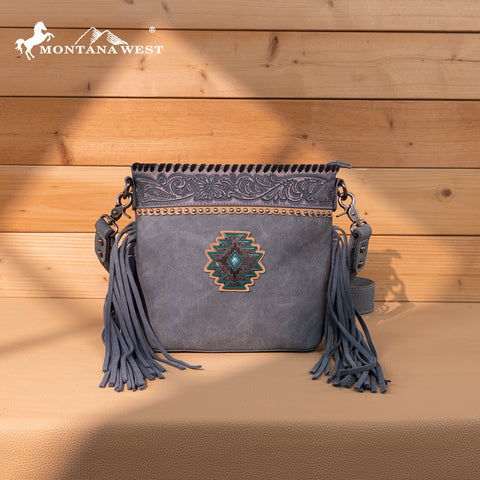 MW1350-8360 Montana West Tooled Aztec Concho Collection Crossbody -Jean