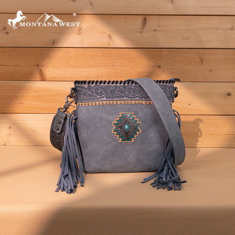 MW1350-8360 Montana West Tooled Aztec Concho Collection Crossbody -Jean