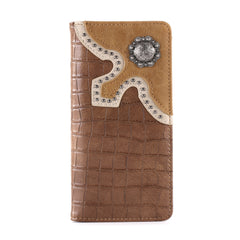 MW-608  Croc Print Men's Bifold Long PU Leather Wallet