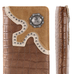 MW-608  Croc Print Men's Bifold Long PU Leather Wallet