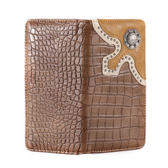 MW-608  Croc Print Men's Bifold Long PU Leather Wallet