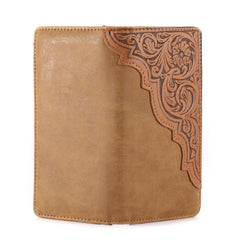 MW-613  Embossed Floral  Men's Bifold Long PU Leather Wallet