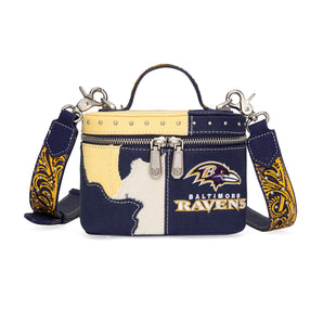 NFL-HB-BLT-030-PP NFL Baltimore Ravens Western Canvas Crossbody Makeup Bag