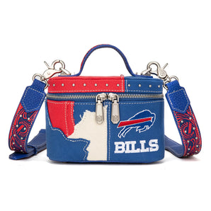 NFL-HB-BUF-030-BL NFL Buffalo Bills Western Canvas Crossbody Makeup Bag
