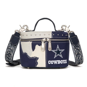 NFL-HB-DAL-030-BL NFL Dallas Cowboys Western Canvas Crossbody Makeup Bag