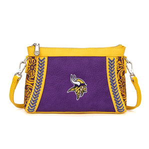 NFL-HB-MIN-028-PP NFL Minnesota Vikings Braided Floral Crossbody Bag