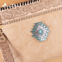 MW1350-8360 Montana West Tooled Aztec Concho Collection Crossbody -Tan