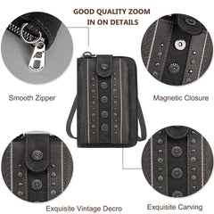 PHD-2012  American Bling Daisy Conchos  Phone Wallet/Crossbody