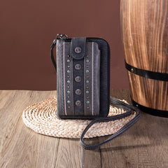 PHD-2012  American Bling Daisy Conchos  Phone Wallet/Crossbody