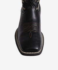 PLT603601  Western Men's Embroidered Wide Toe Cowboy Vegan Leather Boots