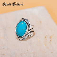 RCR-01-105   Rustic Couture's  Vintage Oval Silver/Bronze Etched Ring