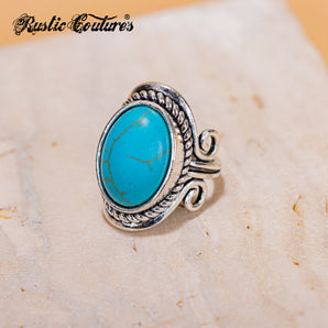 RCR-01-105 Rustic Couture's Vintage Oval Silver/Bronze Etched Ring