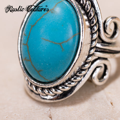 RCR-01-105   Rustic Couture's  Vintage Oval Silver/Bronze Etched Ring