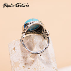 RCR-01-105   Rustic Couture's  Vintage Oval Silver/Bronze Etched Ring