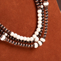 RNS-1035  Rustic Couture's  Turquoise Beaded  Layered Necklace Earrings Set