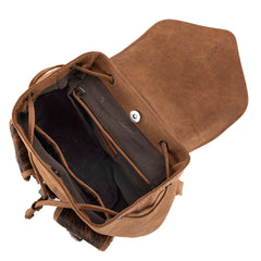 TR185-9110   Trinity Ranch Genuine Hair-On Cowhide Tooled Backpack - Brown