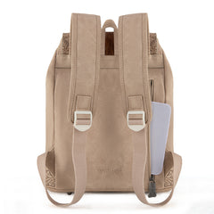 TR185-9110   Trinity Ranch Genuine Hair-On Cowhide Tooled Backpack - Tan
