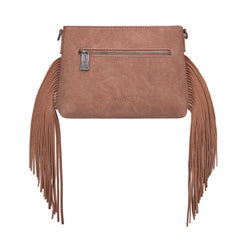 TR200-1814 Trinity Ranch  Floral Tooled Hair-On Cowhide Crossbody - Dark Pink