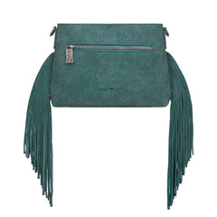TR200-1814 Trinity Ranch  Floral Tooled Hair-On Cowhide Crossbody - Turquoise