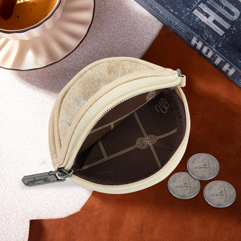 WG135-002MIX  6Pcs Assorted Colors/Style Wrangler Genuine Hair On Cowhide Coin Pouch Bag Charm