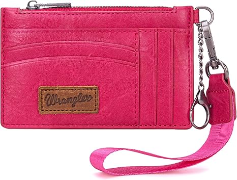 WG137-W009  Wrangler  Solid Color Key Chain Wristlet Card Wallet Hot Pink