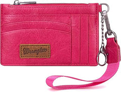 WG137-W009  Wrangler  Solid Color Key Chain Wristlet Card Wallet Hot Pink
