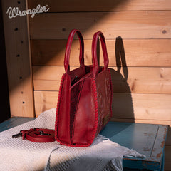 WG145G-8300  Wrangler Embroidered Trapezoid Concealed Carry Tote/Crossbody -Red