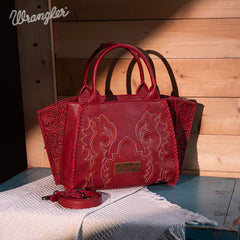 WG145G-8300  Wrangler Embroidered Trapezoid Concealed Carry Tote/Crossbody -Red