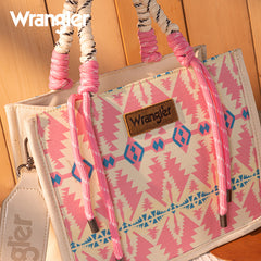 WG206-8122S  Wrangler Aztec Print Rope Tote/Crossbody - Light Pink